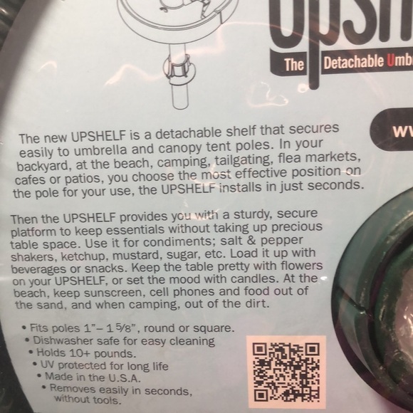 NWT Detachable Umbrella Pole Shelf Green Condiment Holder Patio Beach BBQ NEW - Picture 6 of 11